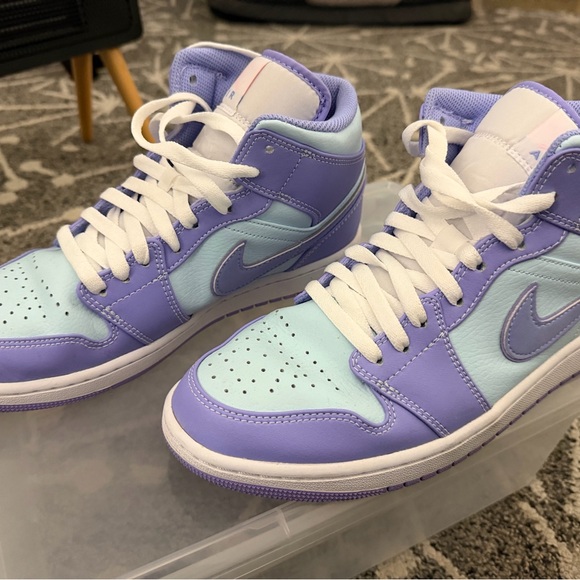 Air Jordan 1 Purple and Blue Mid-Top Sneakers - Picture 1 of 5